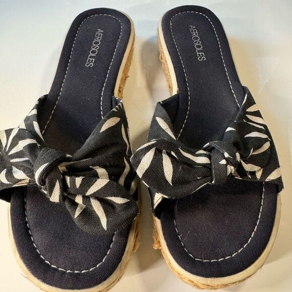 Aerosoles Black Ropus Pocus Espadrilles Sandals with Bows Women’s Size 9B - Picture 1 of 8